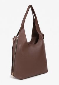 Born2be - Brązowa Torebka Typu Shopper z Saszetką Fesandia. Kolor: brązowy. Styl: casual #3