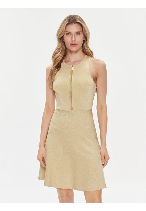MICHAEL Michael Kors Sukienka letnia MR4826JAFB Złoty Slim Fit. Kolor: złoty. Materiał: wiskoza. Sezon: lato