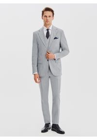 Pako Lorente - PAKO LORENTE - Gładki szary garnitur męski. Kolor: szary. Materiał: poliester, wełna. Wzór: gładki #5
