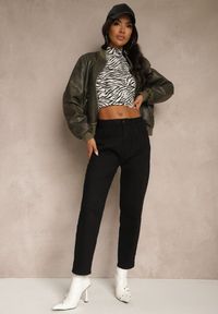 Renee - Czarne Jeansy Mom Fit Regular Waist Feselesa. Okazja: na spacer. Kolor: czarny. Styl: elegancki #4