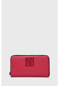 Armani Exchange portfel damski kolor różowy. Kolor: różowy. Materiał: materiał. Wzór: gładki