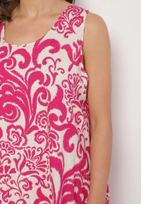 Born2be - Fuksjowa Bawełniana Sukienka ze Wzorem Paisley Zirelia. Okazja: na co dzień. Typ kołnierza: dekolt w serek. Kolor: różowy. Materiał: bawełna. Wzór: paisley. Sezon: lato. Styl: casual #7