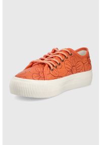 Desigual buty skórzane kolor pomarańczowy. Zapięcie: sznurówki. Kolor: pomarańczowy. Materiał: skóra. Obcas: na platformie #5