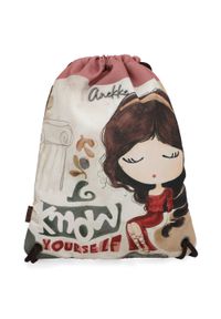 Worek damski Anekke, wykonany z lekkiego materiału tekstylnego z dekoracyjnym nadrukiem zamykany na ściągacz ze sznurkami, kolorowy, 42474-001. Wzór: kolorowy, nadruk. Styl: casual, elegancki #1