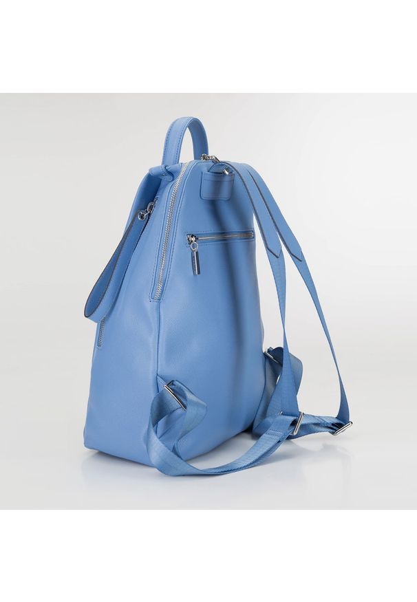 Wittchen - Damski plecak skórzany minimalistyczny. Kolor: niebieski. Materiał: skóra. Styl: elegancki