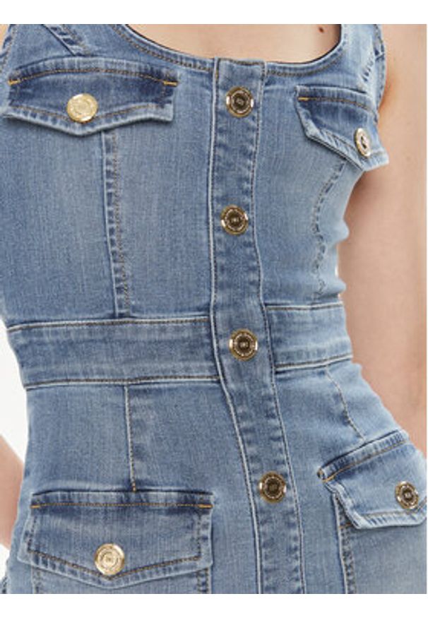 Elisabetta Franchi Sukienka jeansowa AJ-36S-41E2-002606 Niebieski Slim Fit. Kolor: niebieski. Materiał: bawełna