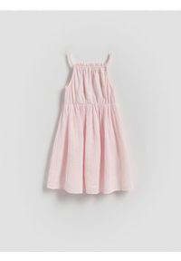 Reserved - Sukienka z muślinowym dołem - pastelowy róż. Kolor: różowy. Materiał: bawełna #1