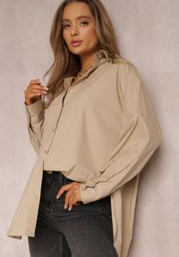 Renee - Beżowa Koszula Bawełniana Aquida. Kolor: beżowy. Materiał: bawełna. Długość rękawa: długi rękaw. Długość: długie #1