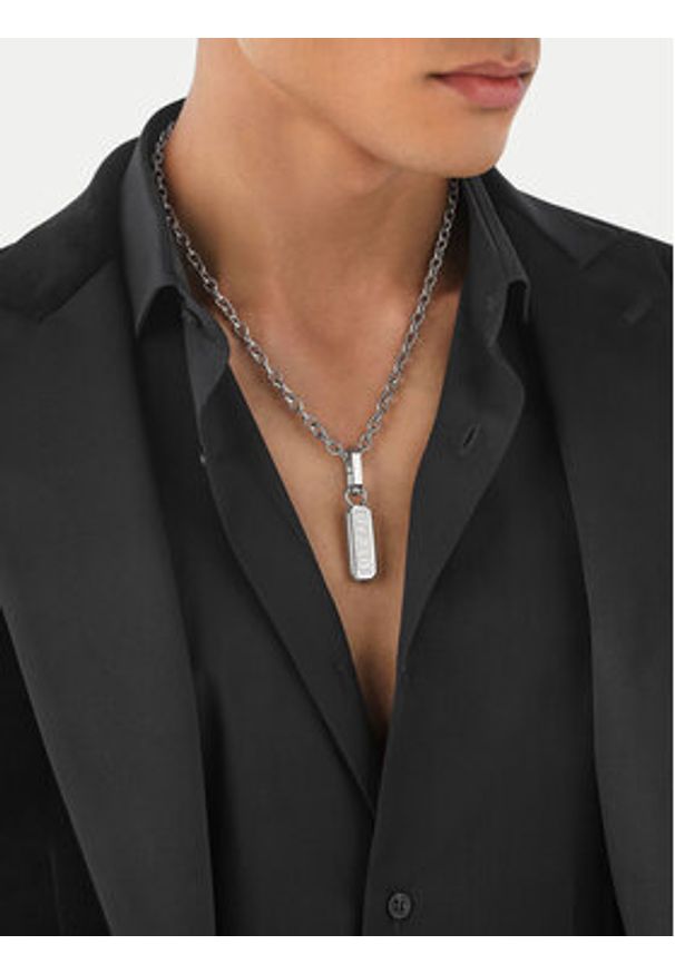 Philipp Plein - PHILIPP PLEIN Naszyjnik Gothic Tag PJTEA04NU Srebrny. Materiał: metalowe. Kolor: srebrny