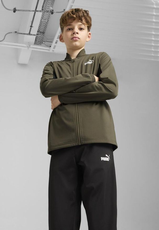 Puma - Młodzieżowy dres Poly Baseball PUMA Loden Green. Kolor: zielony. Materiał: dresówka. Styl: młodzieżowy