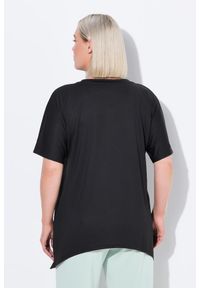 ULLA POPKEN - Damskie Koszula funkcjonalna wydłużone boki okrągły dekolt. Kolekcja: plus size. Kolor: czarny. Materiał: poliester, materiał, elastan. Sport: turystyka piesza #2