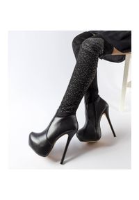 Inna Czarne kozaki na szpilce Zaccaria. Zapięcie: zamek. Kolor: czarny. Wzór: aplikacja. Sezon: zima. Obcas: na szpilce #3