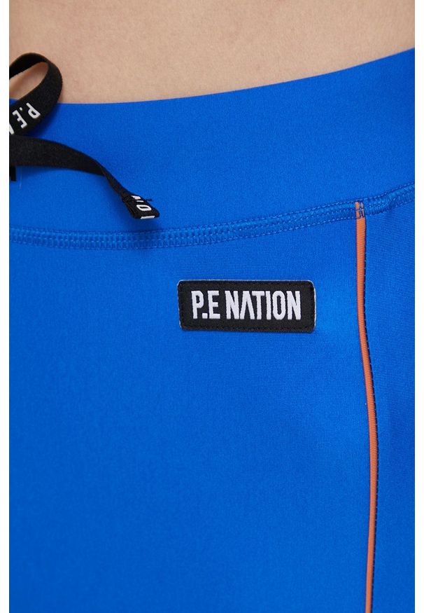 P.E Nation legginsy damskie z aplikacją. Kolor: niebieski. Materiał: dzianina. Wzór: aplikacja