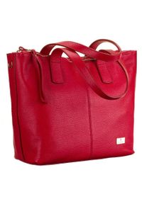 Skórzany shopper bag czerwony Peterson PTN TWP-008 RED. Kolor: czerwony. Materiał: skórzane. Styl: elegancki