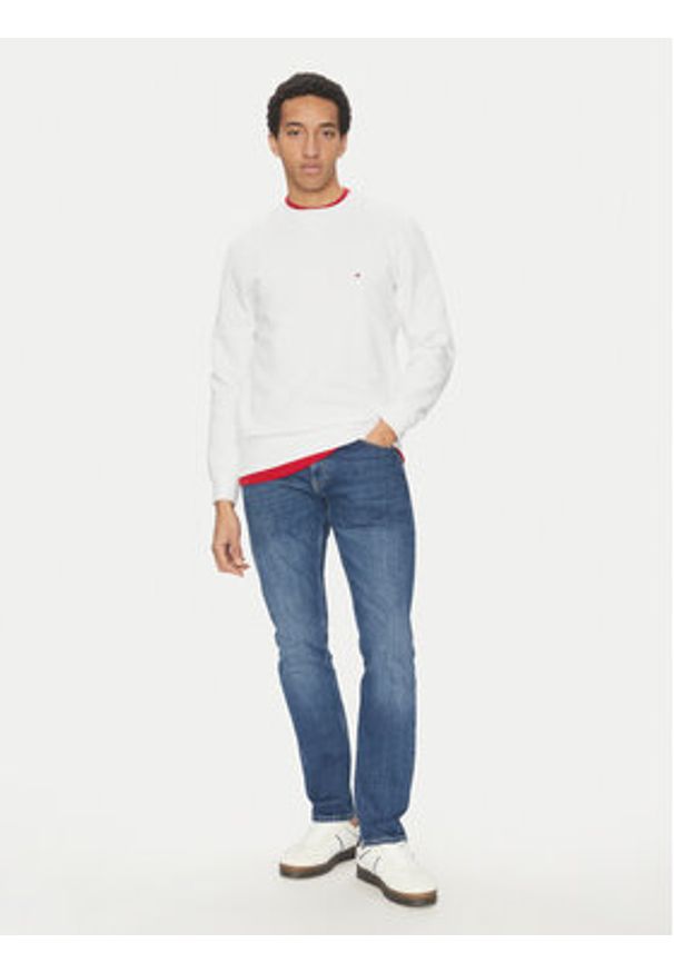 TOMMY HILFIGER - Tommy Hilfiger Bluza Essential MW0MW37232 Biały Regular Fit. Kolor: biały. Materiał: bawełna