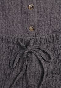 Renee - Szary Komplet z Teksturowanej Tkaniny Kamizelka i Spodnie z Gumką w Pasie Tharin. Kolor: szary. Materiał: tkanina #7