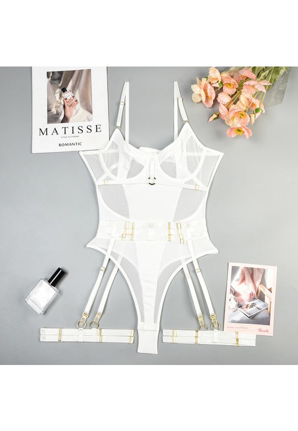 Intica - Zestaw trzyczęściowy z body na specjalne okazje Biggy. Kolor: biały. Materiał: materiał. Wzór: aplikacja