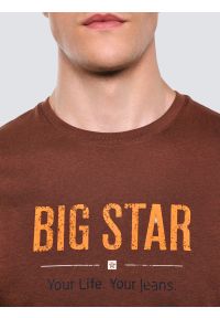 Big-Star - Koszulka męska o klasycznym kroju brązowa Bruno 804. Kolor: brązowy. Materiał: bawełna. Długość rękawa: krótki rękaw. Długość: krótkie. Wzór: haft, nadruk. Styl: klasyczny