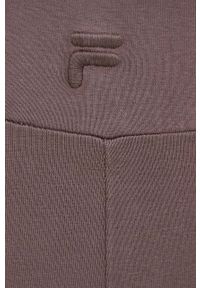 Fila szorty Collias damskie kolor szary gładkie high waist. Stan: podwyższony. Kolor: szary. Materiał: bawełna, skóra, dzianina. Wzór: gładki #4