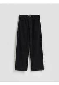 Reserved - Jeansy wide leg ze strasem - czarny. Kolor: czarny #1