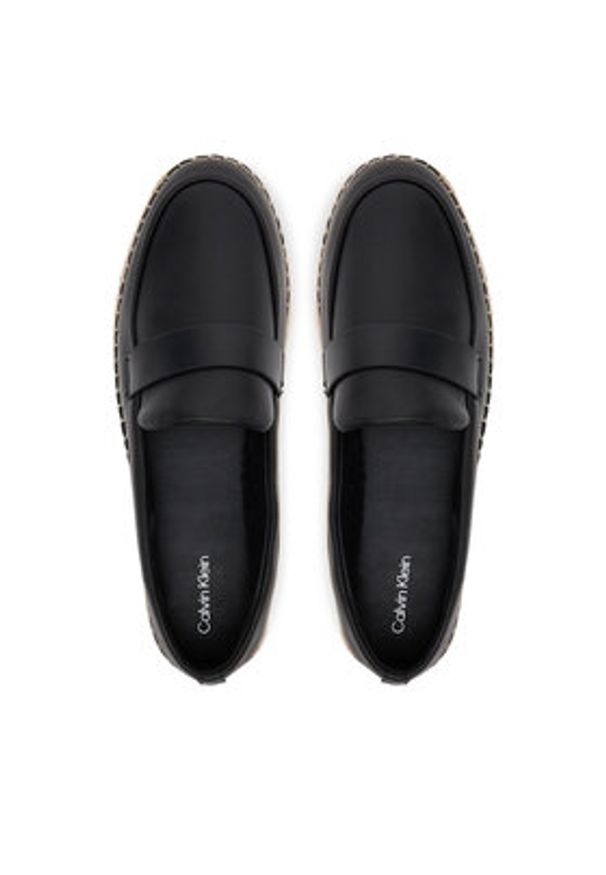 Calvin Klein Espadryle Espadrille W/Ck Hw - Lth HW0HW02390 Czarny. Kolor: czarny. Materiał: skóra