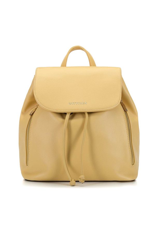 Wittchen - Damski plecak worek sznurowany. Kolor: żółty. Materiał: skóra ekologiczna. Styl: casual