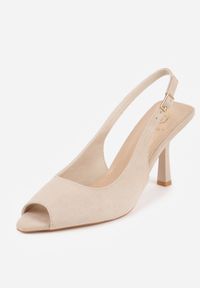 Renee - Beżowe Sandały na Szpilce z Wycięciem na Palce i Odkrytą Piętą Zitissa. Zapięcie: sprzączka. Kolor: beżowy. Sezon: wiosna. Obcas: na szpilce. Styl: elegancki. Wysokość obcasa: średni #3