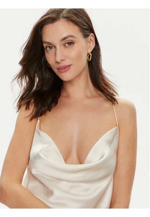 Custommade Top Youliana 999312115 Beżowy Regular Fit. Kolor: beżowy. Materiał: jedwab