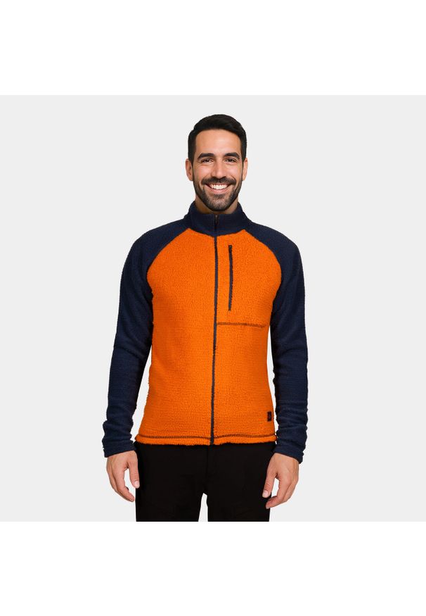 Bluza Primaloft męska Alpinus Bjoreio. Kolor: pomarańczowy, niebieski, wielokolorowy. Materiał: polar. Technologia: Primaloft. Sport: turystyka piesza