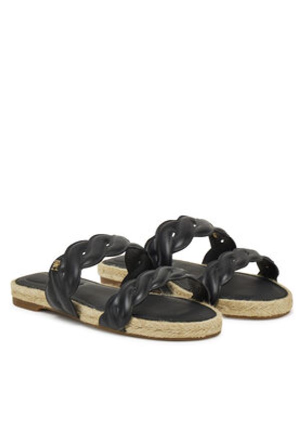 TOMMY HILFIGER - Tommy Hilfiger Espadryle Leather Rope Espadrille Mule FW0FW08503 Czarny. Kolor: czarny. Materiał: skóra