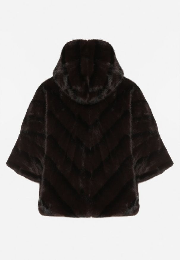 Born2be - Czarna Kurtka Futerko Oversize z Kapturem i Rękawami 3/4 Idanne. Okazja: na co dzień. Typ kołnierza: kaptur. Kolor: czarny. Materiał: futro. Styl: klasyczny, casual, elegancki