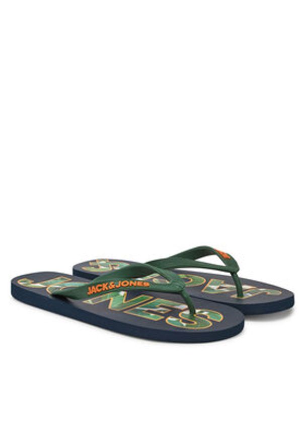 Jack & Jones - Jack&Jones Japonki Jfwlogo Palm Print Flip Flop Ln 12230642 Granatowy. Kolor: niebieski. Wzór: nadruk