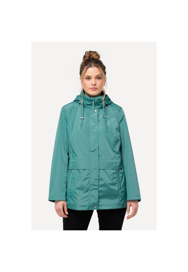 ULLA POPKEN - Damskie Kurtka przeciwwiatrowa HYPRAR hydrofobowa kaptur. Kolekcja: plus size. Kolor: niebieski. Materiał: poliester, materiał. Sport: turystyka piesza