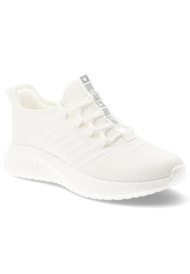 Big-Star - Sneakersy damskie Big Star, cholewka z materiału tekstylnego o oddychającej strukturze elastyczne sznurowanie, białe, UU274056. Okazja: na spacer, na co dzień. Zapięcie: sznurówki. Kolor: biały. Materiał: materiał. Szerokość cholewki: normalna. Sport: turystyka piesza