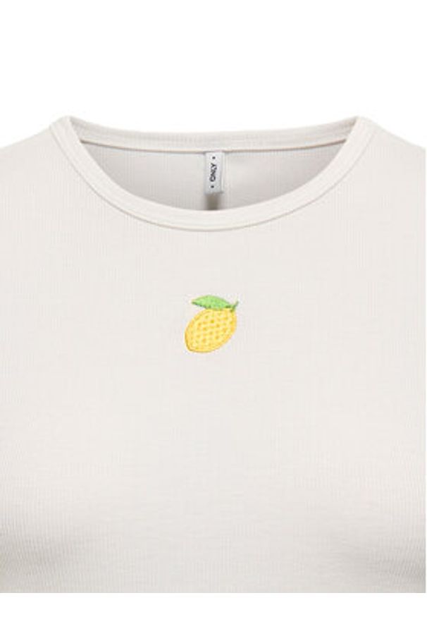 only - ONLY T-Shirt Daniella 15350554 Biały Slim Fit. Kolor: biały. Materiał: syntetyk, wiskoza