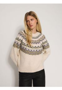 Reserved - Wzorzysty sweter z metalizowaną nitką - wielobarwny. Materiał: wełna, dzianina #1