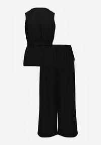Renee - Czarny Garniturowy Komplet z Bawełną Spodnie Wide Leg i Kamizelka Utility Aloane. Kolor: czarny. Materiał: bawełna #3