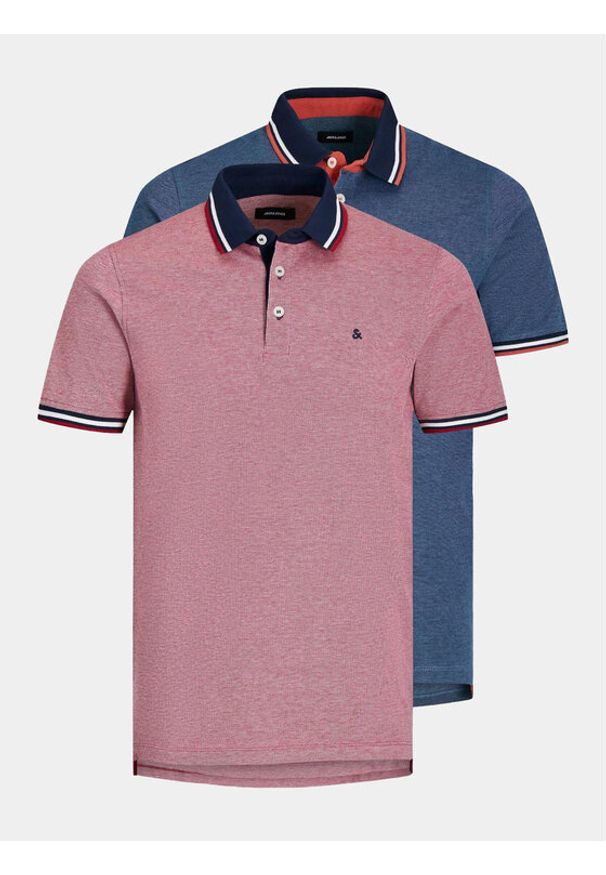 Jack & Jones Komplet koszulek polo Paulos 12191216 Kolorowy Slim Fit. Typ kołnierza: polo. Materiał: bawełna. Wzór: kolorowy