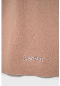 Calvin Klein Szalik z domieszką wełny kolor różowy gładki. Kolor: różowy. Materiał: wełna. Wzór: gładki