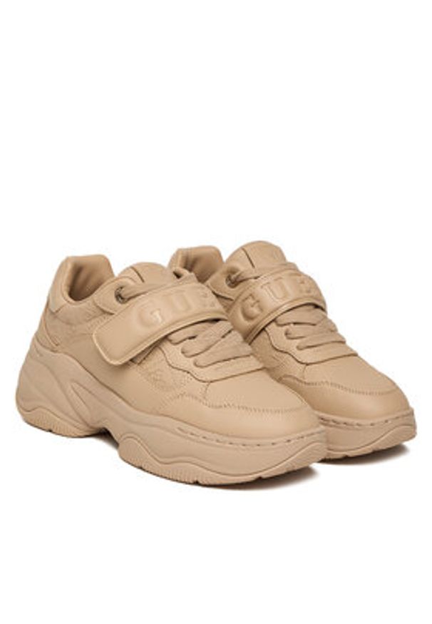 Guess Sneakersy FLFHNN ELE12 Beżowy. Kolor: beżowy. Materiał: skóra