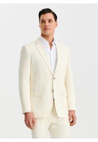 Pako Lorente - PAKO LORENTE - Beżowa marynarka garniturowa z lnem. Kolor: beżowy. Materiał: len. Wzór: gładki. Sezon: wiosna #4