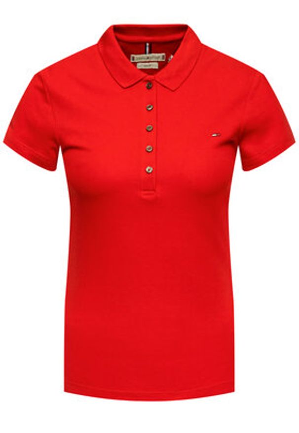 TOMMY HILFIGER - Tommy Hilfiger Polo New Chaira 1M57636661 Czerwony Slim Fit. Typ kołnierza: polo. Kolor: czerwony. Materiał: bawełna