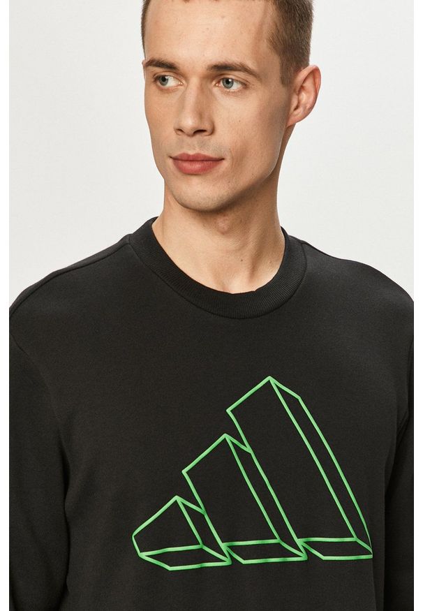 adidas Performance - Bluza GQ6200. Okazja: na co dzień. Kolor: czarny. Wzór: nadruk. Styl: casual