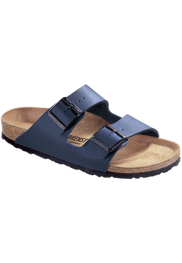 Klapki damskie Birkenstock Arizona. Zapięcie: bez zapięcia. Kolor: niebieski. Materiał: materiał. Sport: turystyka piesza