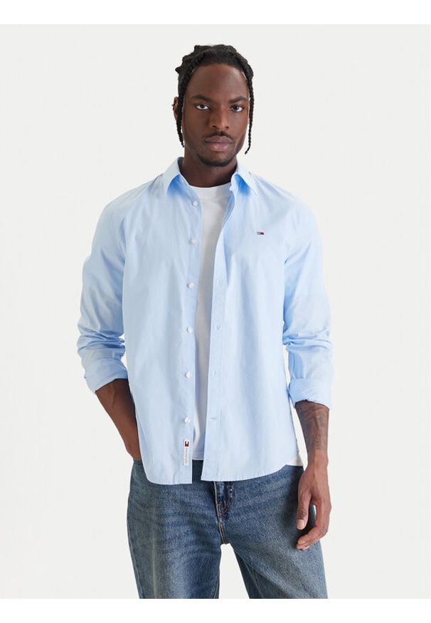 Tommy Jeans Koszula DM0DM22026 Błękitny Regular Fit. Kolor: niebieski. Materiał: bawełna