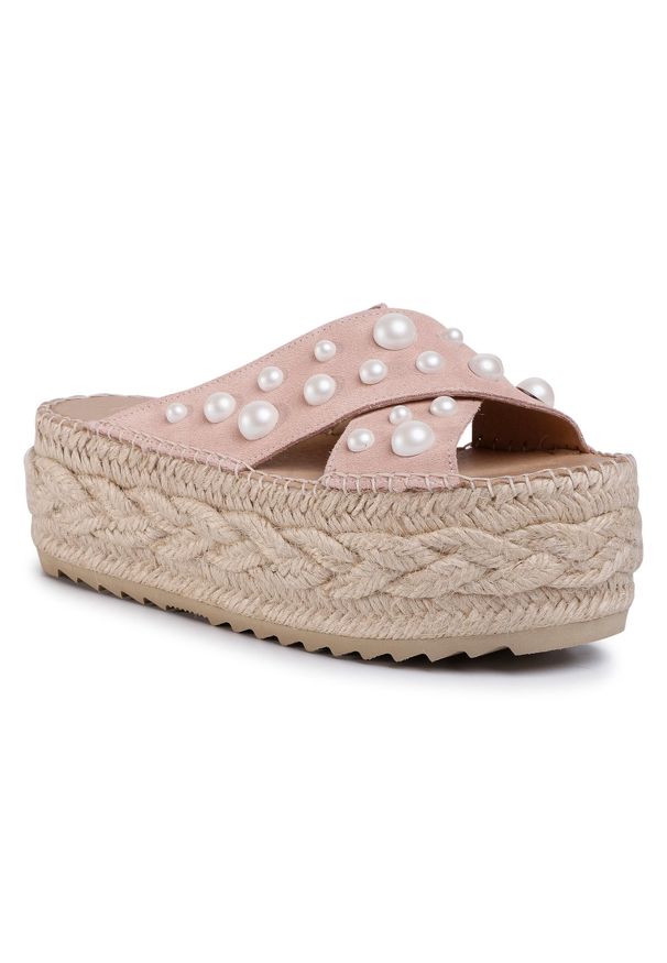 Espadryle Eva Minge EM-14-07-000733 921. Kolor: różowy. Materiał: zamsz, skóra