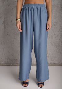 Renee - Niebieski Komplet Utility z Wiskozy Spodnie i Bluzka na Suwak ze Ściągaczem Petolira. Kolor: niebieski. Materiał: wiskoza #4