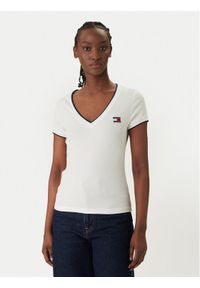 Tommy Jeans T-Shirt DW0DW22275 Biały Slim Fit. Kolor: biały. Materiał: bawełna #1