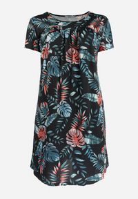 Born2be - Czarna Trapezowa Sukienka Midi z Krótkimi Rękawami w Kwiaty Alyana. Kolor: czarny. Długość rękawa: krótki rękaw. Wzór: kwiaty. Typ sukienki: trapezowe. Długość: midi #6