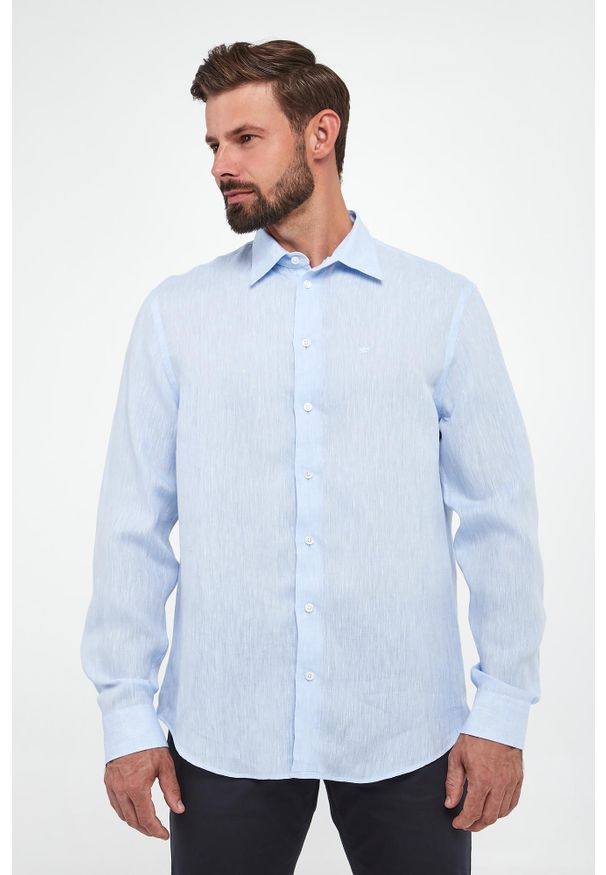 Emporio Armani - Koszula męska lniana EMPORIO ARMANI. Materiał: len
